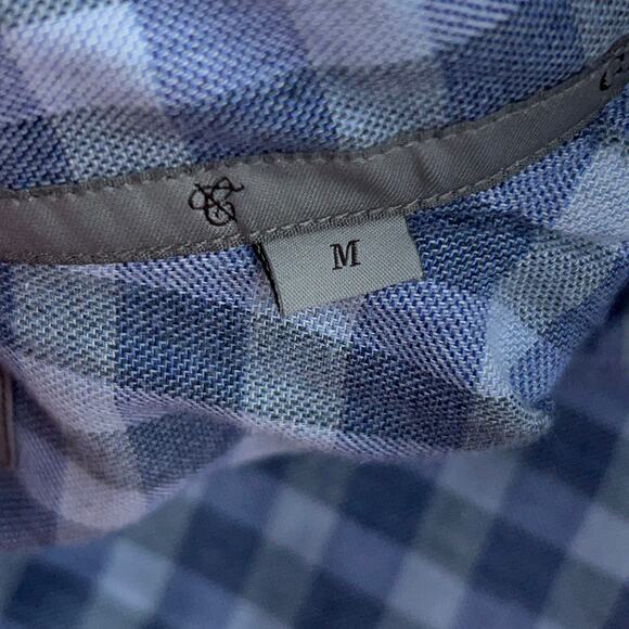 Canali Mens Size M Shirt Casual Button Front Gingham Cotton Blue Gray - Picture 13 of 16